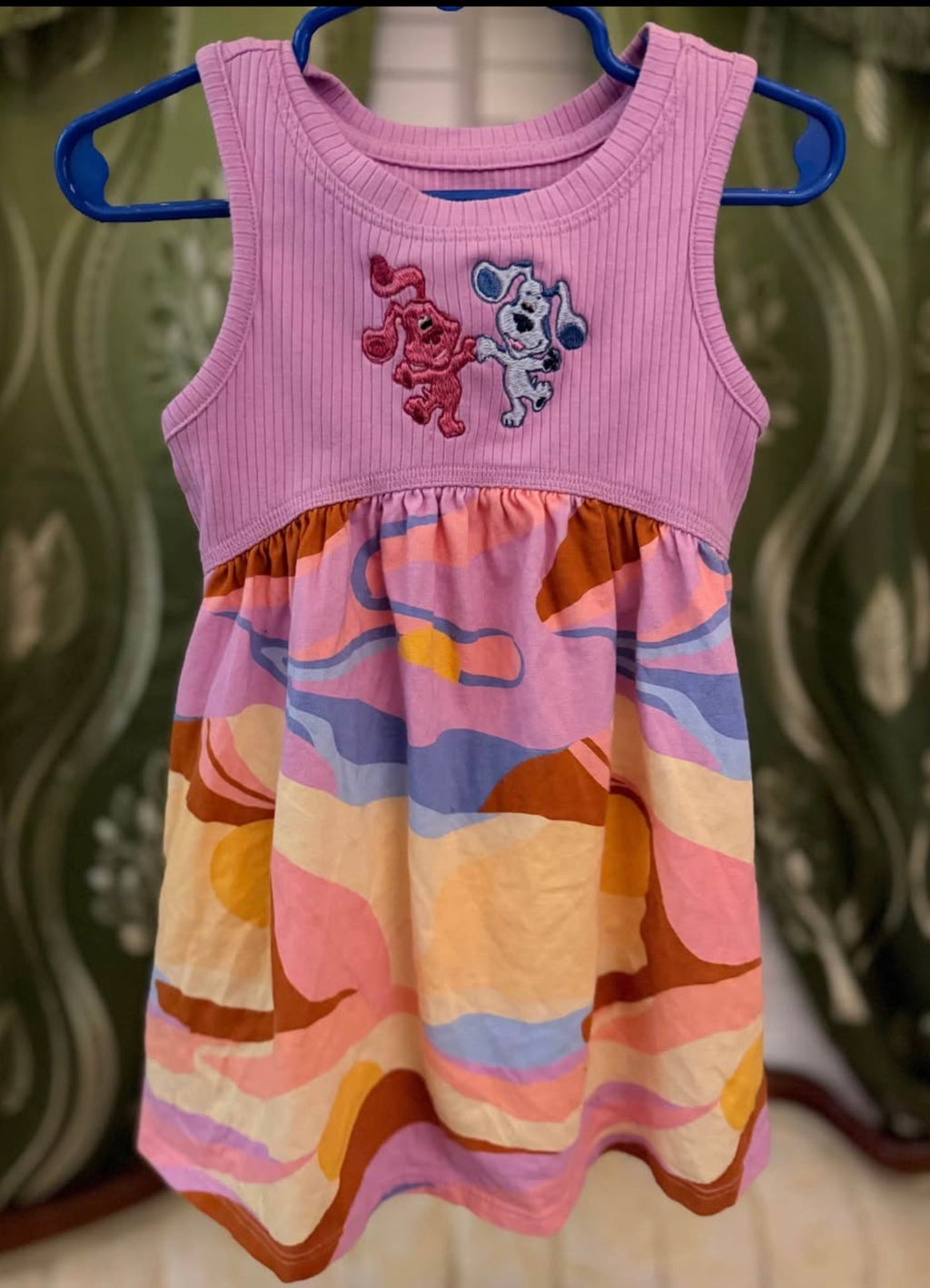 Embroidered Blue and Magenta Dress (2T)