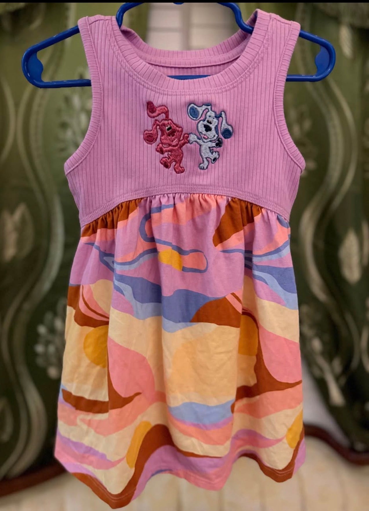 Embroidered Blue and Magenta Dress (2T)