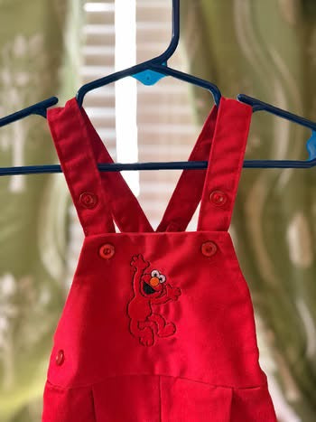 Vintage Toddletime Bubble Romper with an embroidered Elmo (6 months)
