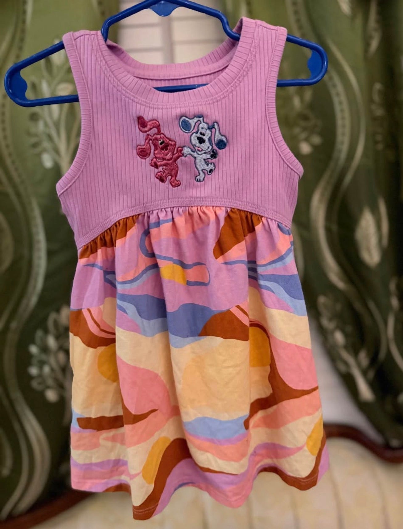 Embroidered Blue and Magenta Dress (2T)