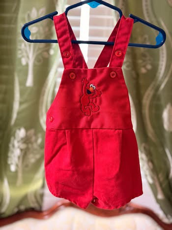 Vintage Toddletime Bubble Romper with an embroidered Elmo (6 months)