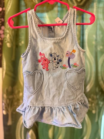 Embroidered Blue & Magenta Dress (12-18 months)
