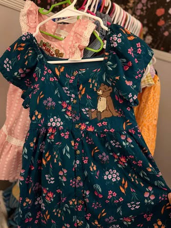 Embroidered Little Bear Floral Dress (Kids 6X)