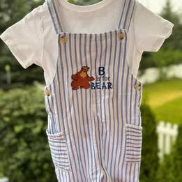 B is for Bear Embroidered Shortalls (24 months)