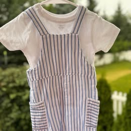 B is for Bear Embroidered Shortalls (24 months)