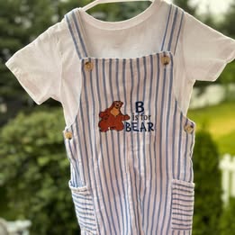 B is for Bear Embroidered Shortalls (24 months)